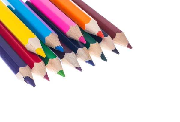 Σετ χρωματιστά μολύβια σε άσπρο φόντο για επαγγελματική ή s — Φωτογραφία Αρχείου