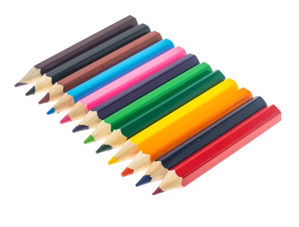 Line of colored pencils on white background — Stock Photo, Image