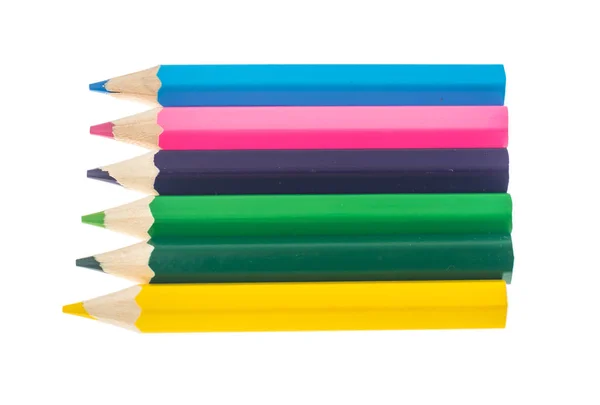 Line of colored pencils on white background — Stock Photo, Image