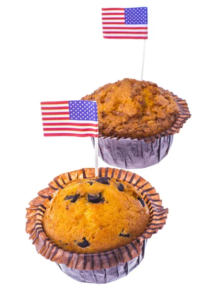 Delicious muffins on Independence Day Isolated. — Stock Photo, Image