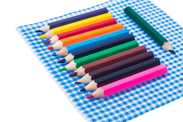 Lápis de cor de criatividade em guardanapos de papel — Fotografia de Stock