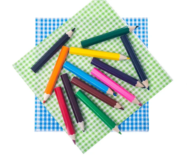 Color pencils for creativity on paper napkins — Stock Photo, Image