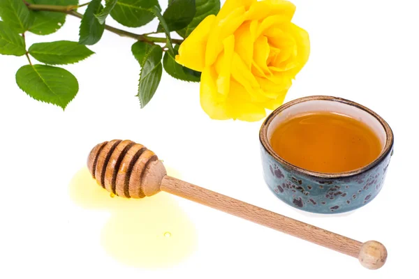 Honey of rose petals on white background — Stock Photo, Image