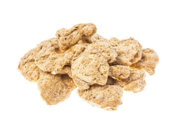 Beyaz arka plan üzerinde ham susuz Soya eti.