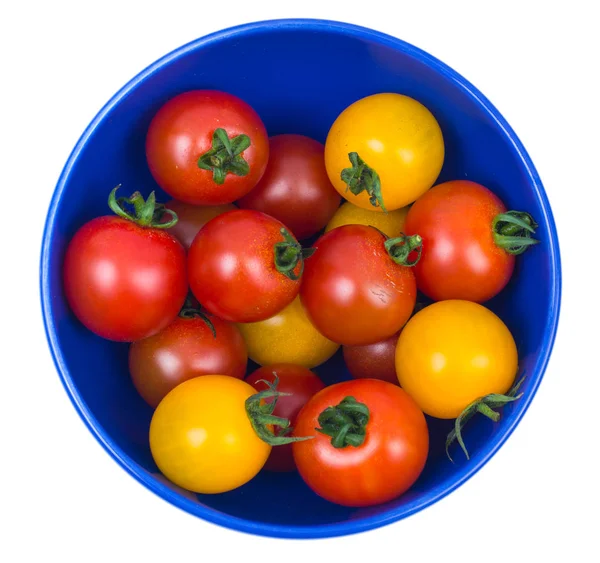 Tomates pequenos maduros amarelos e vermelhos — Fotografia de Stock