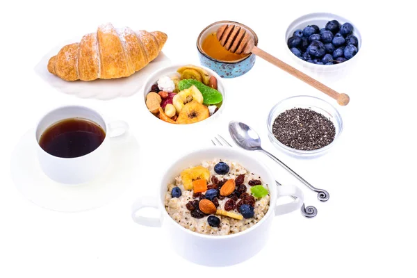 Zestaw naczyń dla łatwy, zdrowy śniadanie — Zdjęcie stockowe