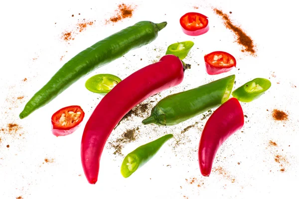 Csípős chili paprika, fehér háttér — Stock Fotó