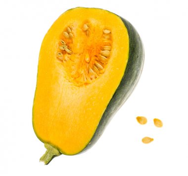 Muscat kabak, yarıya, beyaz arka plan üzerinde izole