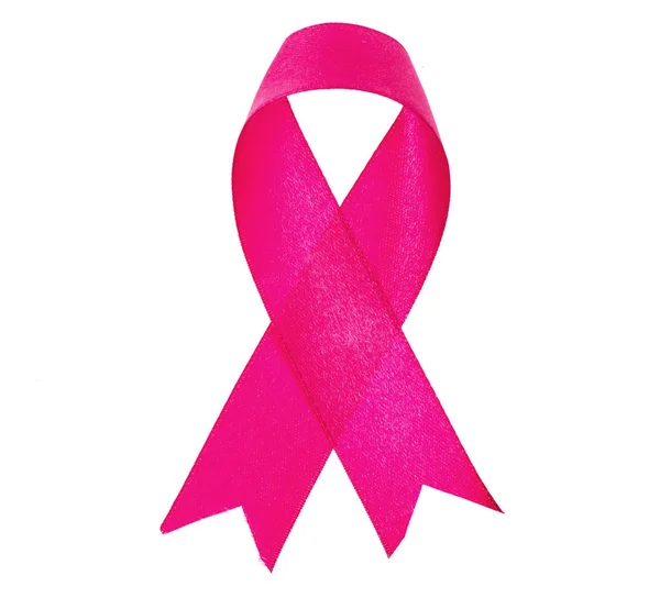 Cancro al seno a nastro rosa su sfondo bianco — Foto Stock