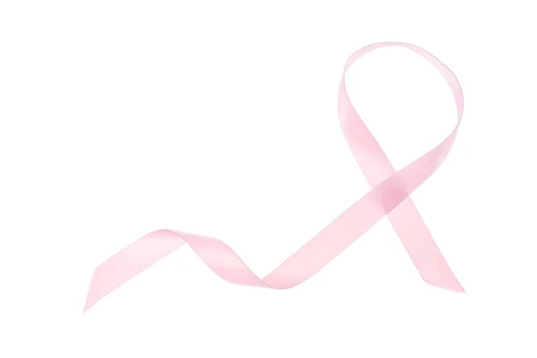 Cancro al seno a nastro rosa su sfondo bianco — Foto Stock