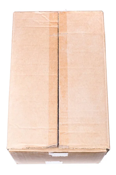 Caixa de papelão para embalagem em fundo branco — Fotografia de Stock