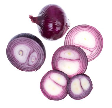 Bütün ve kıyılmış beyaz zemin üzerine kırmızı ampul