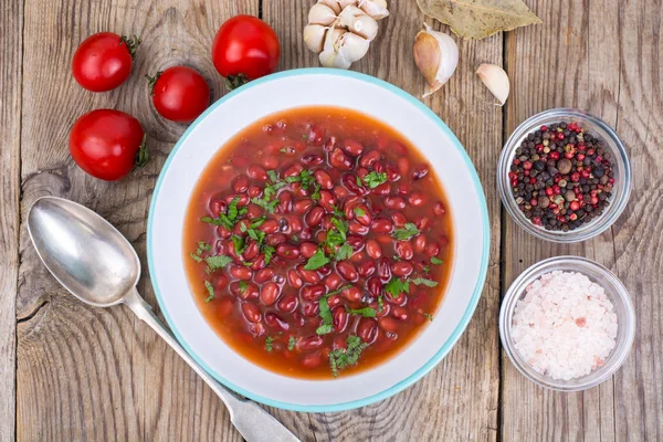 Red canned beans in sauce — Stock Photo, Image