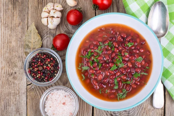 Red canned beans in sauce — Stock Photo, Image