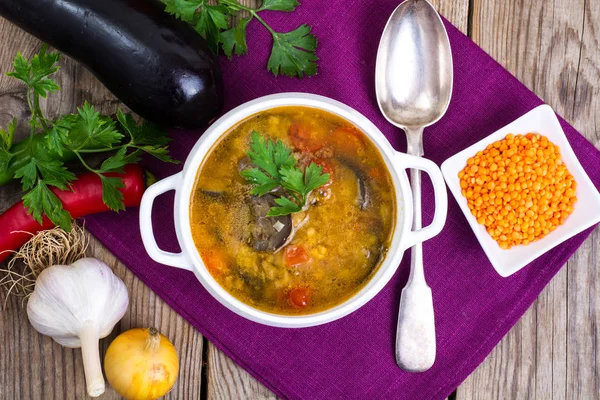 Sopa de legumes com lentilhas — Fotografia de Stock