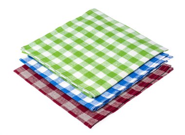 Peçete ve farklı renklerde mutfak havlular