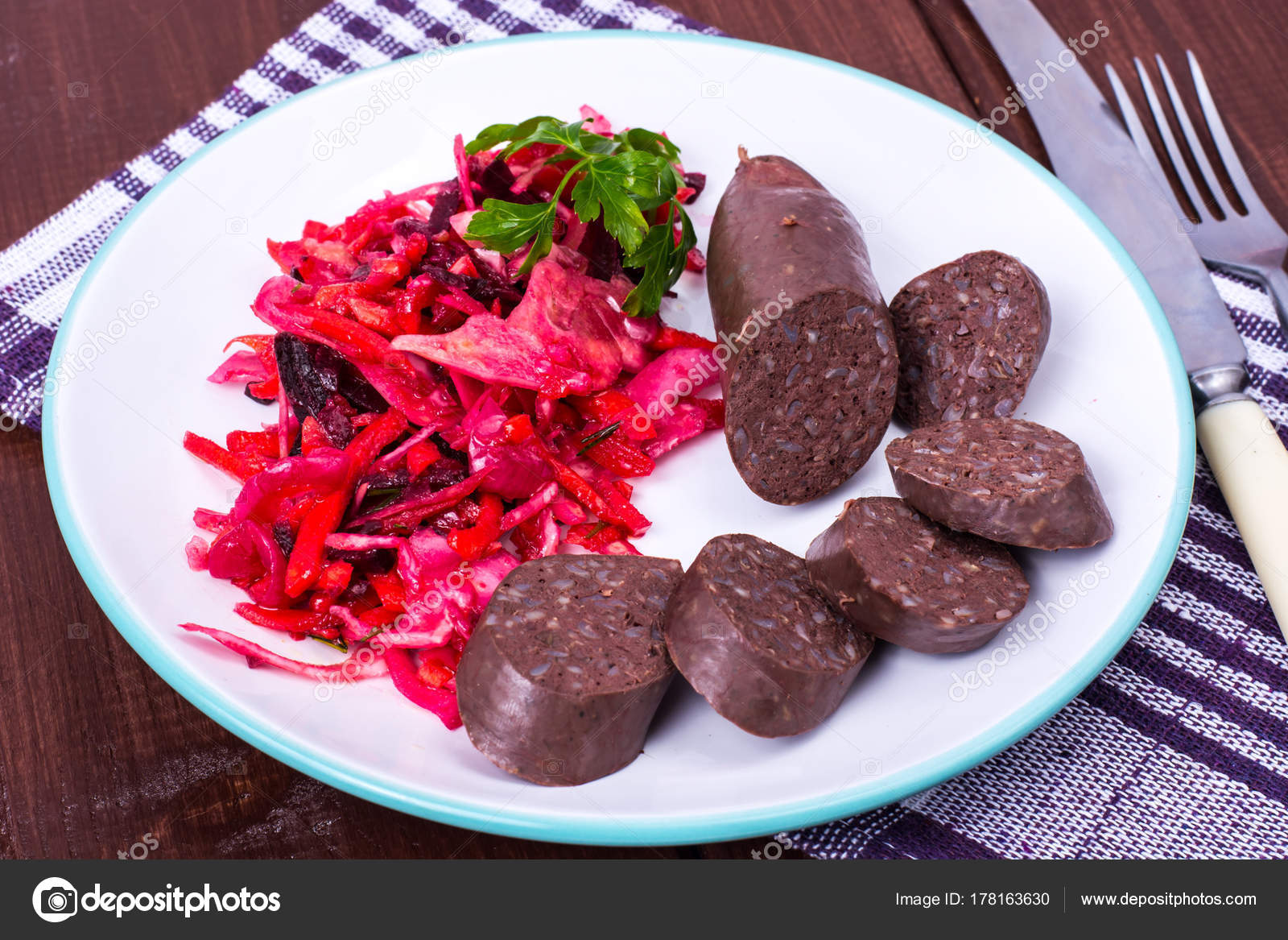 Black Pudding Blood Sausage Cut Into Pieces Stock Photo By C Artcookstudio
