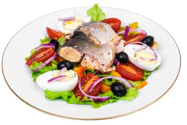 Konserve balık lezzetli sebze salatası