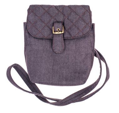 Uzun kayış ile gri kumaş çanta