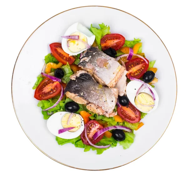 Gustosa insalata di verdure con pesce in scatola — Foto Stock