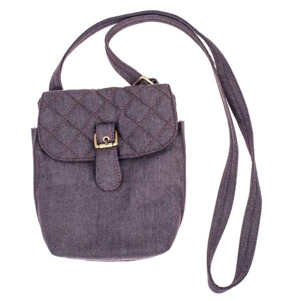 Uzun kayış ile gri kumaş çanta