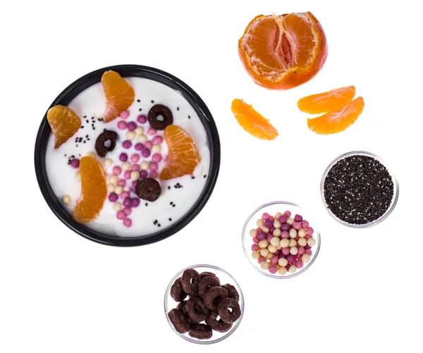 Yoghurts with various fillings — Stock Photo, Image