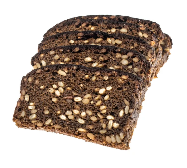 Pão de centeio com sementes de girassol, isolado sobre fundo branco — Fotografia de Stock