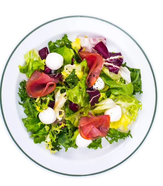 Italiaanse salade met parmaham en mozzarella — Stockfoto