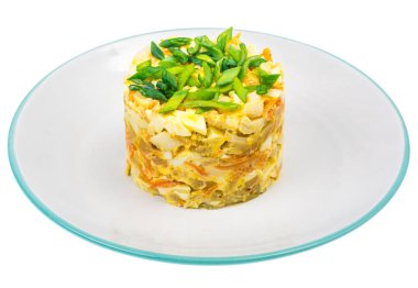 Domuz eti tabakta kalamar salatası