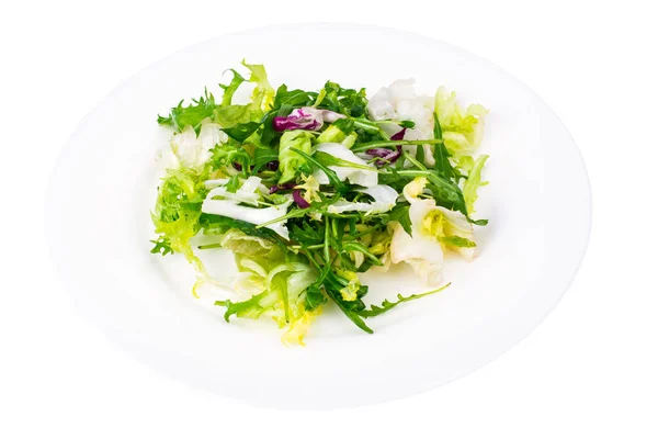 Diät Gewichtsverlust Frühstück Konzept. Mischung aus frischen grünen Bio-Salatblättern — Stockfoto