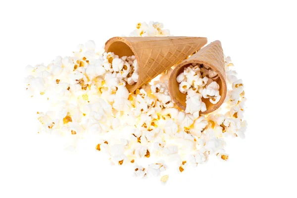 Popcorn in waffle cone — Stock Photo, Image