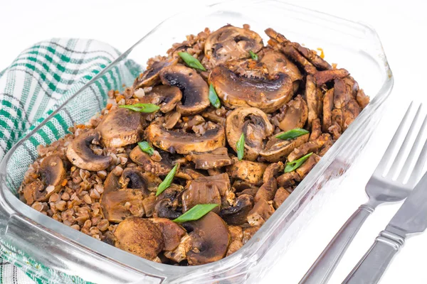 Buckwheat and mushrooms-dietary dish for fasting