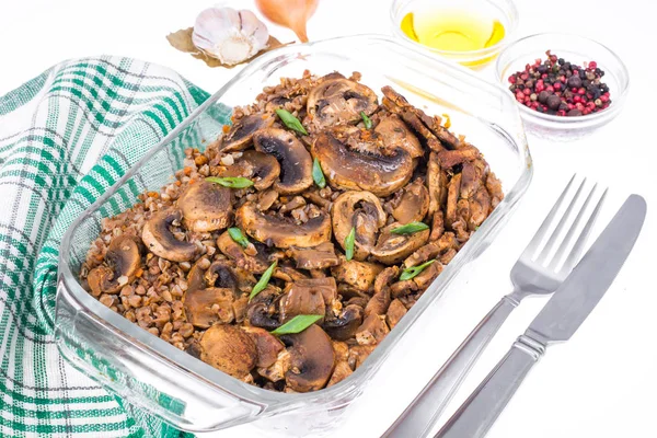 Buckwheat and mushrooms-dietary dish for fasting