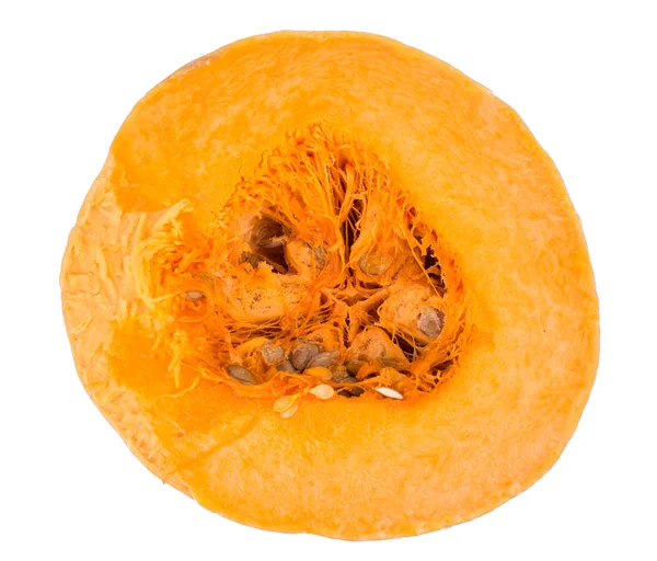 Pumpa halv apelsin med frön — Stockfoto