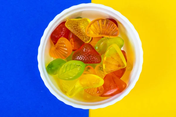 Jelly fruit jelly on bright background