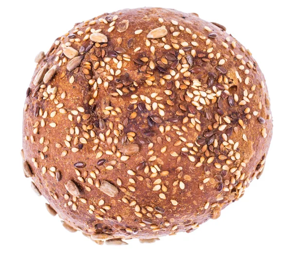 Round whole-wheat rye rolls with flax and sunflower seeds — Stock Photo, Image