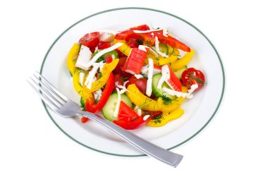 Yengeç Salata taze sebze ile sopa