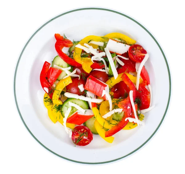 Salada de paus de caranguejo com legumes frescos — Fotografia de Stock