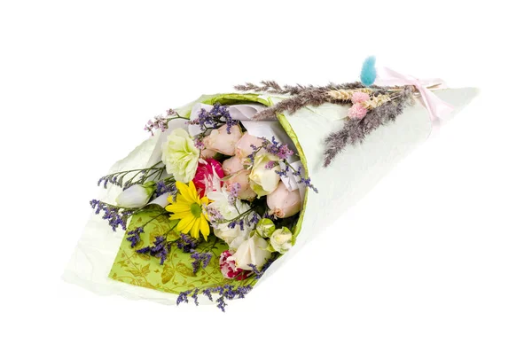 Творческий Праздничный Букет Свежих Сушеных Цветов Студия Фото — стоковое фото
