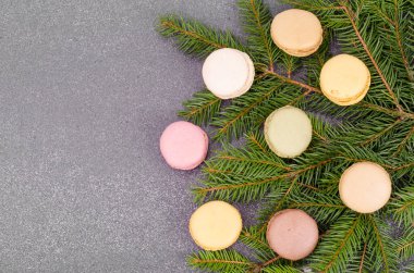 Noel için ağaç dallarının makarnalı süslemesi. Stüdyo Fotoğrafı