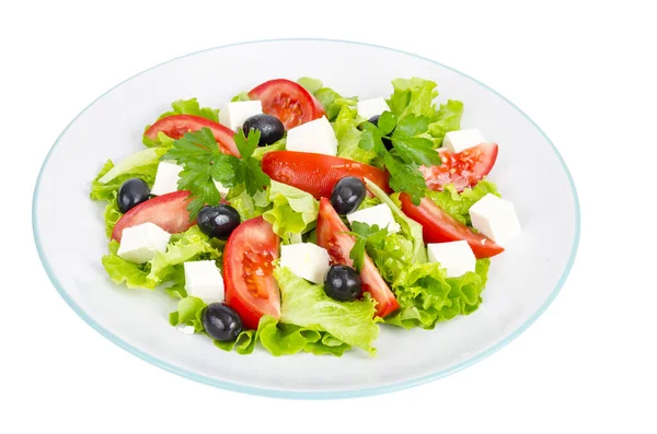 Estilo Vida Saudável Salada Dieta Vegetal Com Azeitonas Queijo Cabra — Fotografia de Stock