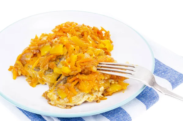 Filé Peixe Branco Com Legumes Cozidos Foto Estúdio — Fotografia de Stock