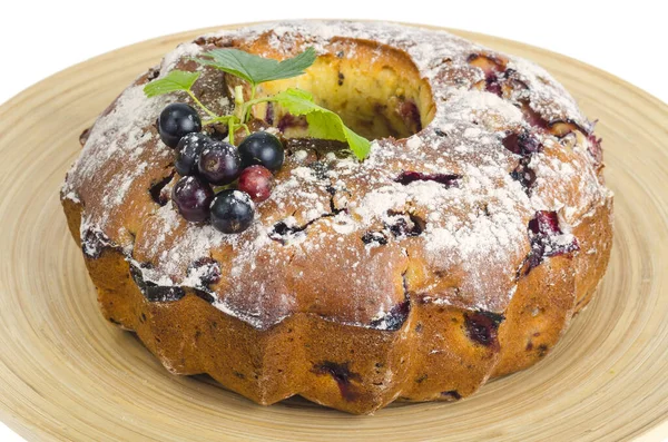 Hausgemachter Kuchen Mit Beeren Für Familienfeier Studioaufnahme — Stockfoto