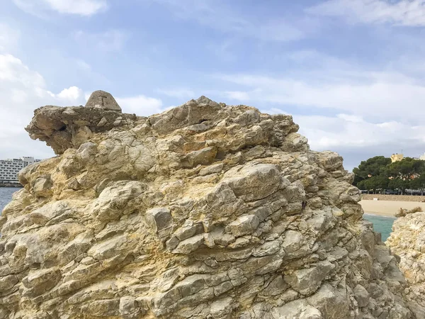 Geologiska Klippor Havsstenar Stranden Studiofoto — Stockfoto