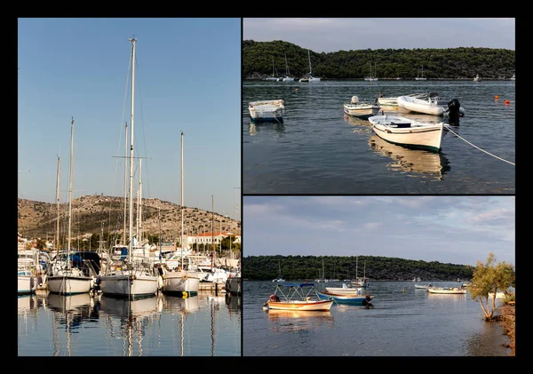 Collage von Booten und Yachten — Stockfoto