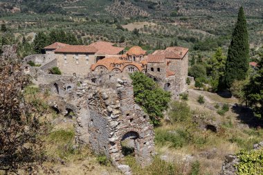 Açık hava müzesi Mistras. Yunanistan'da ortaçağ kenti, Sparta kasabası yakınlarında