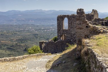 Açık hava müzesi Mystras. Yunanistan 'ın ortaçağ kenti, Sparta kenti yakınlarında.