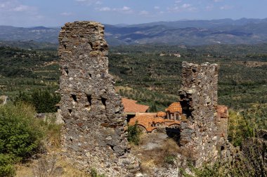 Açık hava müzesi Mystras. Yunanistan 'ın ortaçağ şehrinde, kasabanın yakınında. 