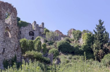 Açık hava müzesi Mistras. Yunanistan'da ortaçağ kenti, kasaba yakınında 