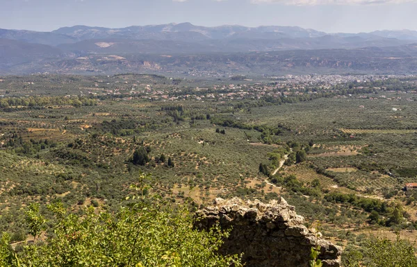 Jordbruksmark från höjd (Grekland, Peloponnesos) — Stockfoto